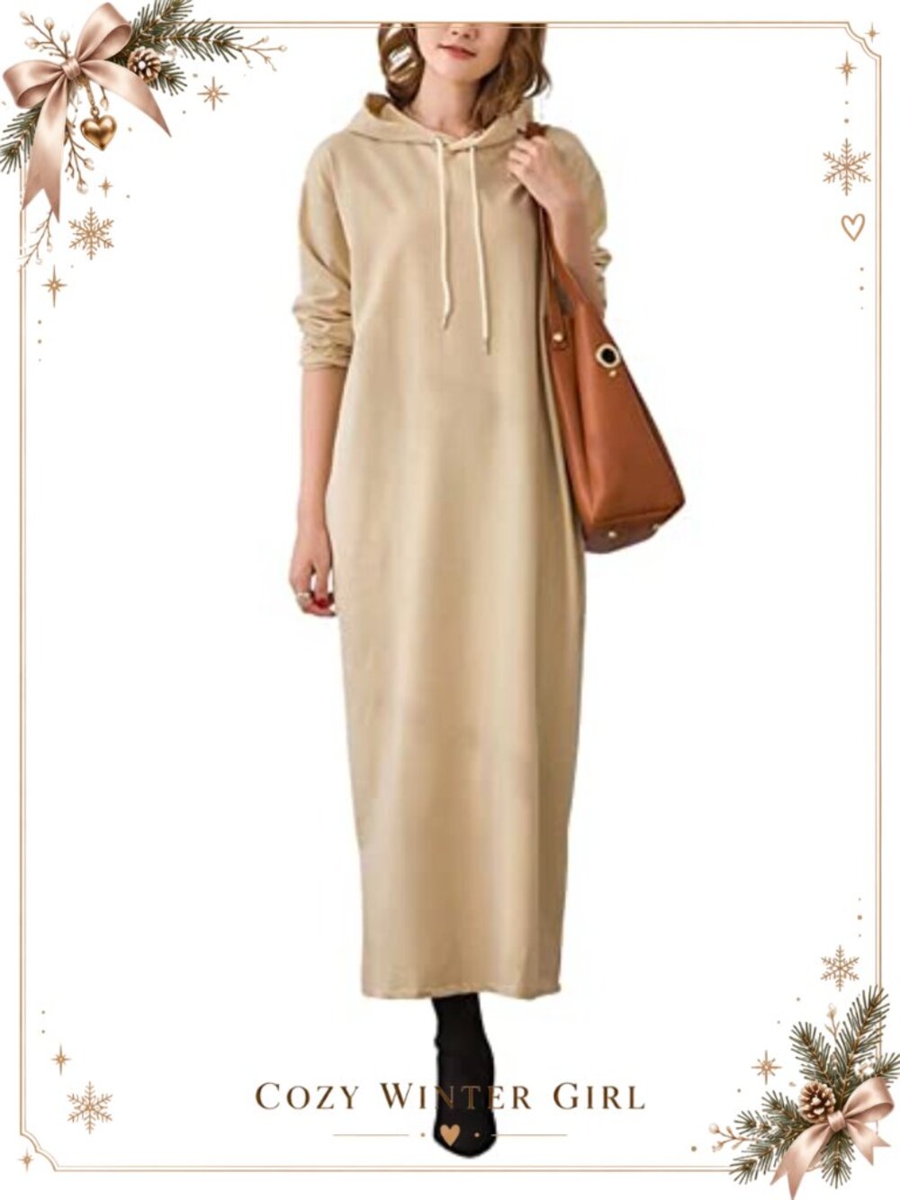 Womens Long Sleeve Hooded Sweatshirt Maxi Dress with Pockets